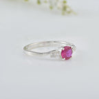 4x4mm Round Ruby and Accent Stones Ring - 925 Sterling Silver