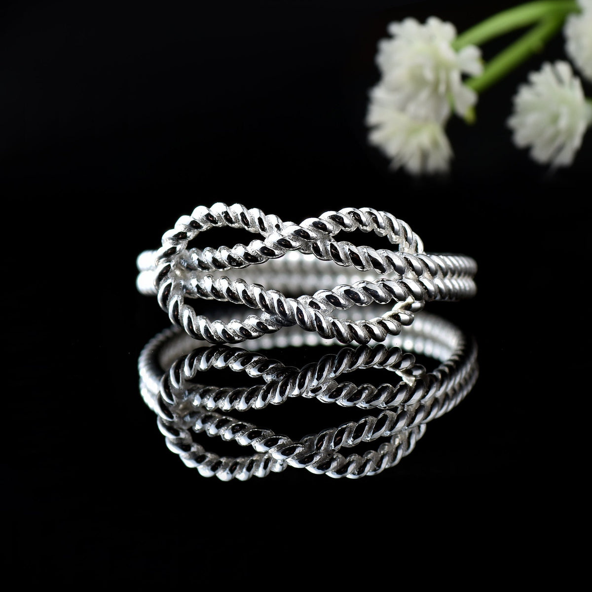 Twisted Infinity Rope Ring – 925 Sterling Silver