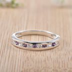 2x2MM Round Amethyst & White CZ Stones 925 Sterling Silver Eternity Band Ring