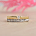 2.50x2.50MM Round White Topaz with CZ Accents 925 Sterling Silver Yellow Plated Ring