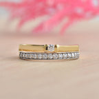 2.50x2.50MM Round White Topaz with CZ Accents 925 Sterling Silver Yellow Plated Ring