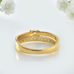2.50x2.50MM Round White Topaz with CZ Accents 925 Sterling Silver Yellow Plated Ring