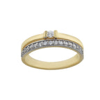 2.50x2.50MM Round White Topaz with CZ Accents 925 Sterling Silver Yellow Plated Ring