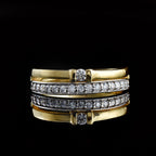 2.50x2.50MM Round White Topaz with CZ Accents 925 Sterling Silver Yellow Plated Ring