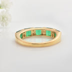 925 Sterling Silver Gold-Plated 4x4MM Square Cut Emerald & White Topaz Ring