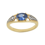 925 Sterling Silver 7x5MM Oval Tanzanite Ring with White Topaz Accents Ring