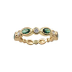 925 Sterling Silver 5x3MM Oval Emerald & White Topaz Eternity Band Ring