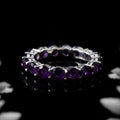 925 Sterling Silver Eternity Band 4x4MM Round Amethyst Ring