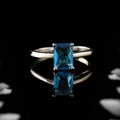 925 Sterling Silver 8x6mm Octagon Swiss Blue Topaz Solitaire Ring