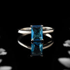 925 Sterling Silver 8x6mm Octagon Swiss Blue Topaz Solitaire Ring