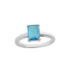 925 Sterling Silver 8x6mm Octagon Swiss Blue Topaz Solitaire Ring