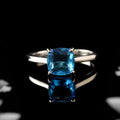 8x8mm Cushion Swiss Blue Topaz Solitaire Ring 925 Sterling Silver