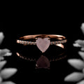 6x6mm Heart Rose Quartz Ring with Cubic Zirconia Accents Ring 925 Sterling Silver