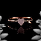 6x6mm Heart Rose Quartz Ring with Cubic Zirconia Accents Ring 925 Sterling Silver