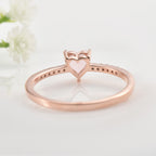 6x6mm Heart Rose Quartz Ring with Cubic Zirconia Accents Ring 925 Sterling Silver