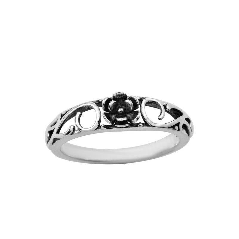 Vintage Floral Design Sterling Silver Ring 925 Nature Inspired Jewelry