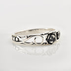 Vintage Floral Design Sterling Silver Ring 925 Nature Inspired Jewelry