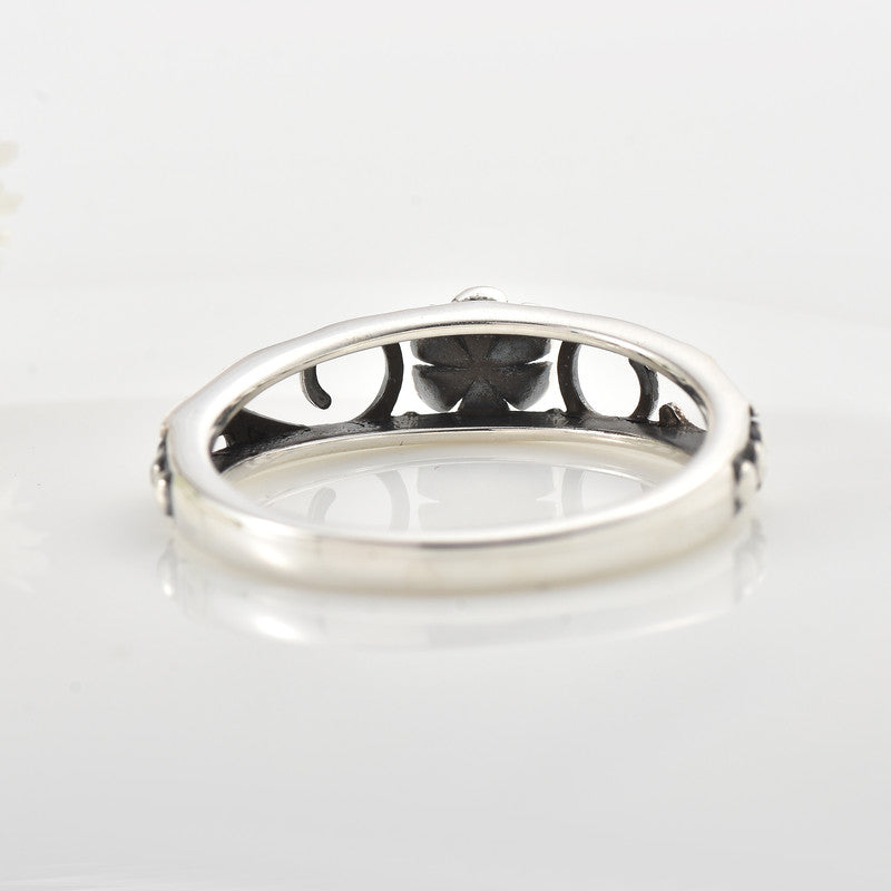 Vintage Floral Design Sterling Silver Ring 925 Nature Inspired Jewelry
