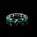 6x4mm Oval Chrome Diopside Eternity Band Ring 925 Sterling Silver