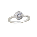 4x4mm Round White Topaz Halo Ring 925 Sterling Silver
