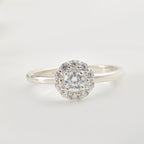 4x4mm Round White Topaz Halo Ring 925 Sterling Silver