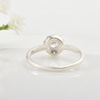 4x4mm Round White Topaz Halo Ring 925 Sterling Silver