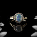 925 Sterling Silver 9x7mm Oval Moonstone Halo Ring