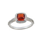 925 Sterling Silver 8x8mm Cushion Garnet Halo Ring