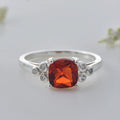 925 Sterling Silver 8x8mm Cushion Garnet Solitaire Ring