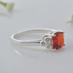 925 Sterling Silver 8x8mm Cushion Garnet Solitaire Ring