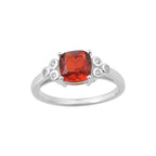 925 Sterling Silver 8x8mm Cushion Garnet Solitaire Ring