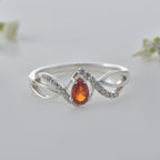 925 Sterling Silver Infinity 6x4mm Pear Citrine Ring