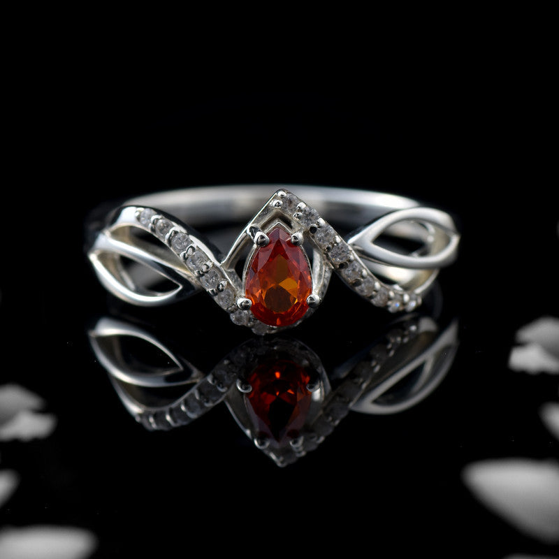 925 Sterling Silver Infinity 6x4mm Pear Citrine Ring