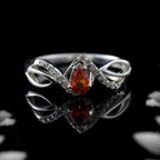 925 Sterling Silver Infinity 6x4mm Pear Citrine Ring