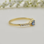 925 Sterling Silver Yellow Plated 4x4mm Round Tanzanite with CZ Accents Ring