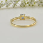 925 Sterling Silver Yellow Plated 4x4mm Round Tanzanite with CZ Accents Ring