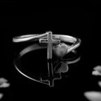 925 Sterling Silver Cross and Heart Faith Love Design Ring