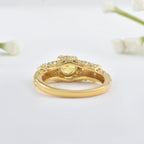 6x6mm Round Citrine with CZ Accents Ring 925 Sterling Silver Gold Plated
