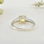 6x6mm Cushion Citrine with CZ Accents Ring 925 Sterling Silver