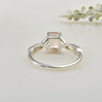 7x5mm Octagon Morganite with CZ Accents Ring 925 Sterling Silver
