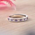 2x2mm Tanzanite and White Topaz Eternity Band Ring 925 Sterling Silver