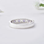 2x2mm Tanzanite and White Topaz Eternity Band Ring 925 Sterling Silver