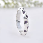 2x2mm Round Amethyst Eternity Band Ring 925 Sterling Silver