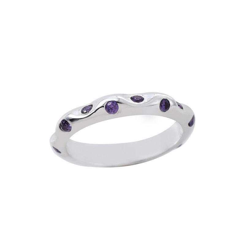 2x2mm Round Amethyst Eternity Band Ring 925 Sterling Silver