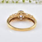 6x4mm Oval Amethyst Solitaire Ring 925 Sterling Silver Gold-Plated