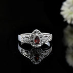 5x3mm Pear Smoky Quartz  Filigree Design Ring 925 Sterling Silver