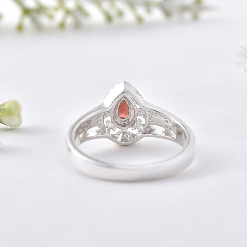 5x3mm Pear Smoky Quartz  Filigree Design Ring 925 Sterling Silver