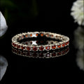 2x2mm Round Garnet Eternity Band Ring 925 Sterling Silver