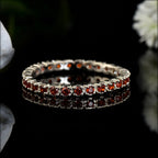 2x2mm Round Garnet Eternity Band Ring 925 Sterling Silver