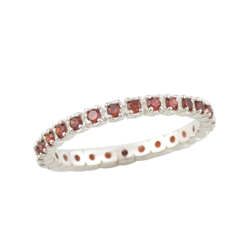 2x2mm Round Garnet Eternity Band Ring 925 Sterling Silver